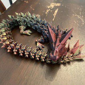 Articulated Crystal Dragon 15 Inch Bronze Gold Color. Fidget Stress Toy